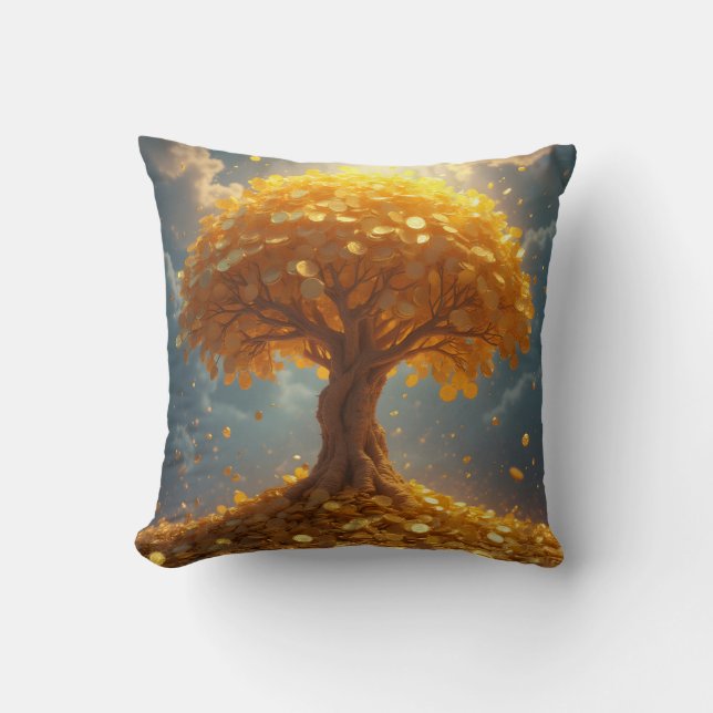 almohada de árbol de dinero dorado (Anverso)