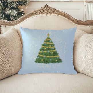 Almohada de árbol de Navidad azul pastel