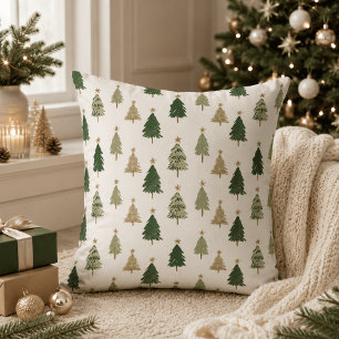 Almohada de árbol de Navidad con acuarela minimali