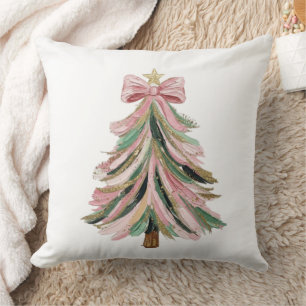 Almohada de árbol de Navidad con pincelada elegant