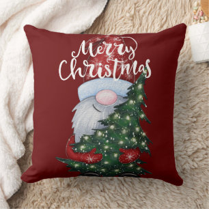 Almohada de árbol de navidad de gnomo festivo lind