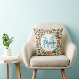 Almohada de arcoíris personalizada con monograma