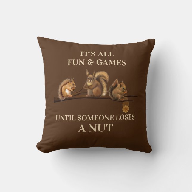 Almohada de Ardilla Divertida Todo Diversión y Jue (Anverso)