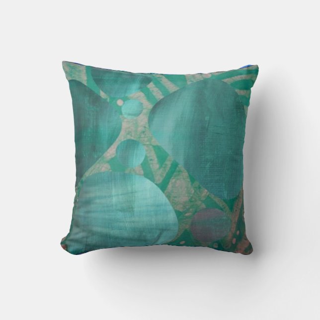 Almohada de arte abstracto Aqua (Anverso)