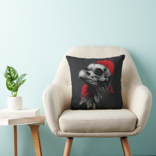 Almohada de arte callejero gótico grunge con cráne