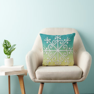Almohada de arte con copo de nieve en ombre de aqu