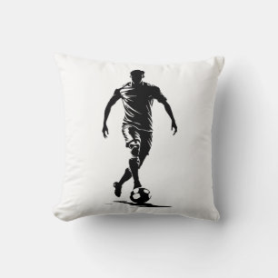 Almohada de arte con silueta de jugador de fútbol 