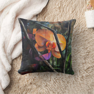 Almohada de arte cubista abstracto moderno de orqu