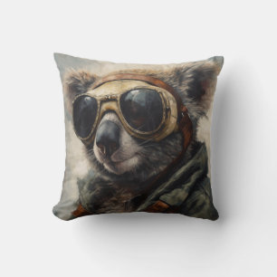 Almohada de Arte de Aviador Vintage Koala Piloto A