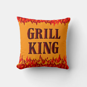 Almohada de arte de BBQ Grill King Red Flames