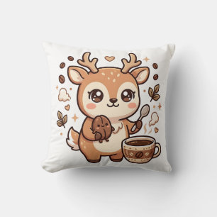Almohada de Arte de Ciervo Lindo Café