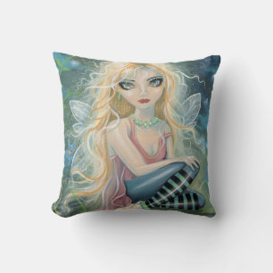 Almohada de Arte de Fantasía de Hada Rubia Pequeña