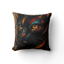 Almohada de Arte de Gato Negro Colorido Moderno