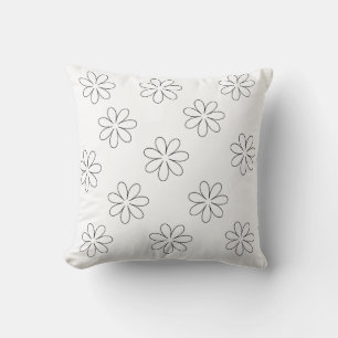 Almohada de arte de línea de margarita minimalista