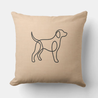 Almohada de Arte de Línea de Perro Minimalista