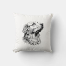 Almohada de arte de línea de Retriever Dorado Mini