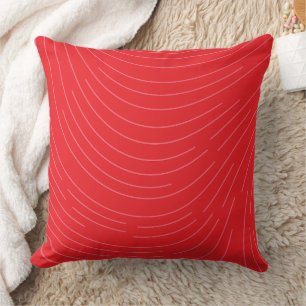 Almohada de Arte de Línea Ondulada Abstracta Roja