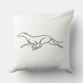 Almohada de arte de línea única de galgo gris mode