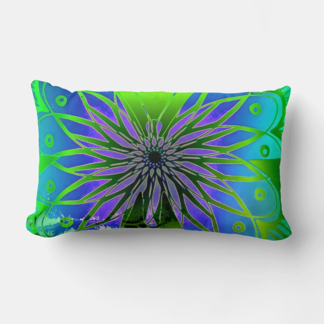 Almohada de arte de mariposa Aqua (Anverso)