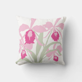 almohada de arte de orquídeas verde rosa con estil