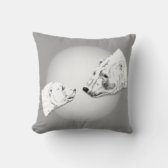 Almohada de arte de oso polarMadre y oreja de cubo (Anverso)