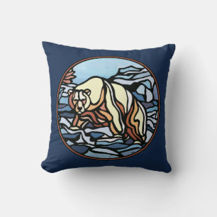 Almohada de arte de oso tribal, almohada de osos d