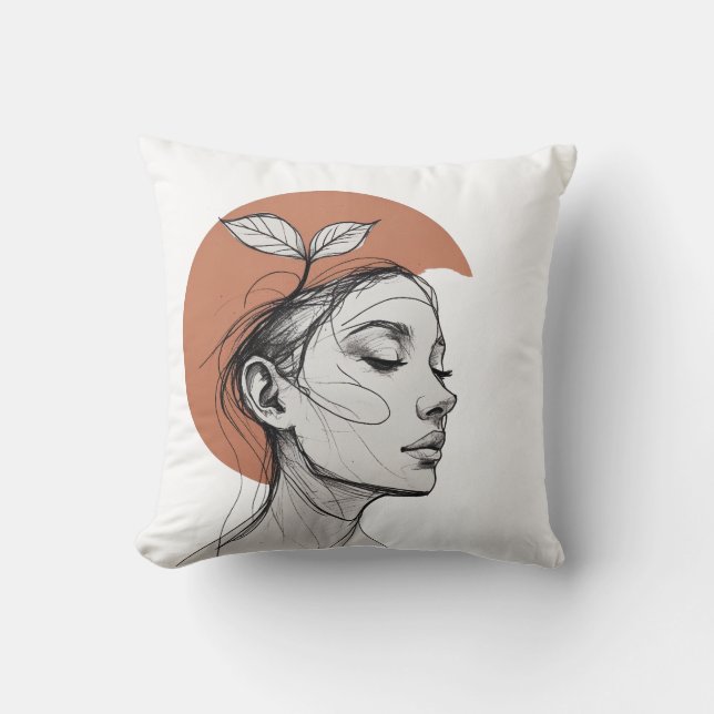 Almohada de arte de una línea de rostro botánico m (Anverso)
