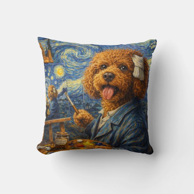 Almohada de arte divertido de Cockapoo regalo de p (Anverso)