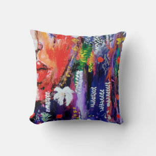 Almohada de Arte Doble – Flor Silvestre Abstracta