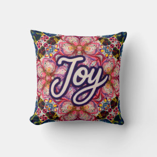 Almohada de arte floral caleidoscópica alegre