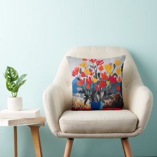 Almohada de Arte Floral Moderno Colorido