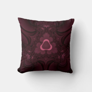 Almohada de arte fractal burgundy y rosa