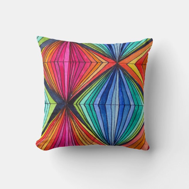 almohada de arte geométrico Rainbow (Anverso)
