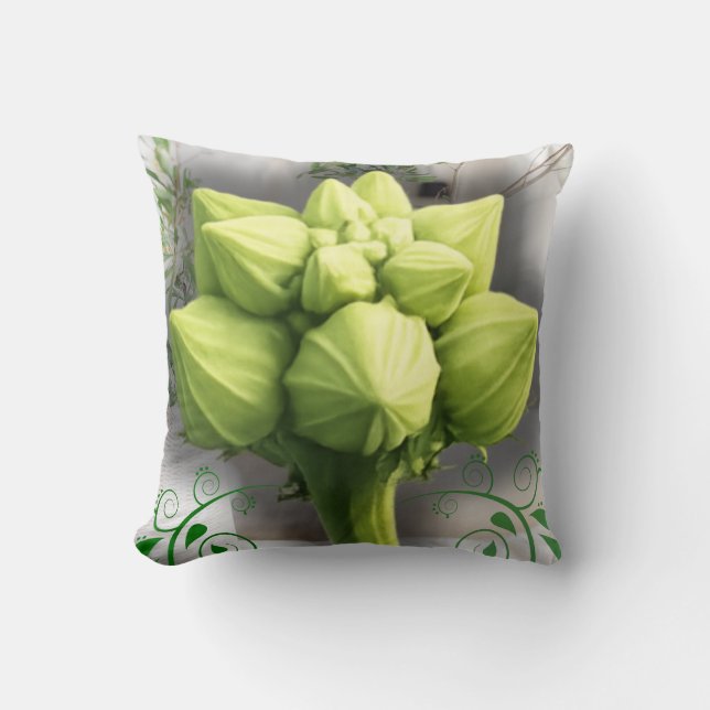Almohada de Arte Macro de Flor de Calabaza Botánic (Anverso)