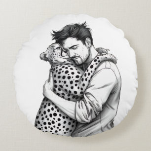 Almohada de arte monocromo de unión entre humano y
