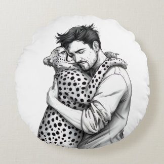 Almohada de arte monocromo de unión entre humano y