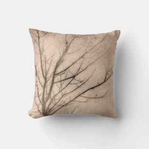 almohada de arte natural árbol de invierno en sepi