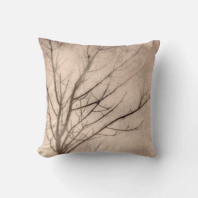 almohada de arte natural árbol de invierno en sepi (Anverso)