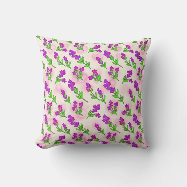 Almohada de arte pop neón de lavanda de cacao (Anverso)