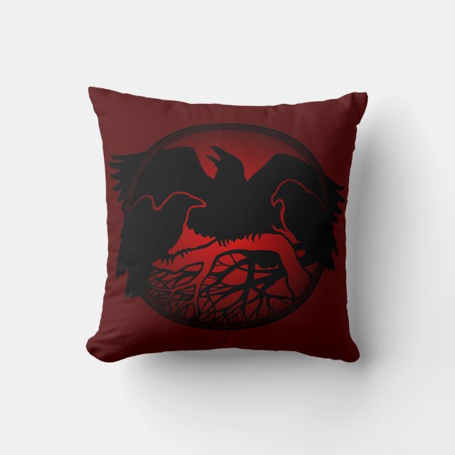 Almohada de arte Raven Espíritu Nativo Lávaro Láva (Anverso)