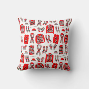 Almohada de artículos con patrón Argyle rojo