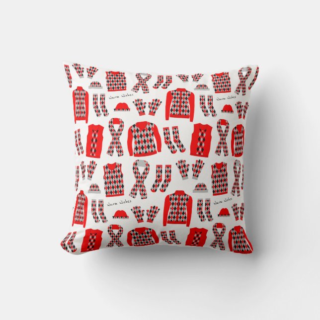 Almohada de artículos con patrón Argyle rojo (Anverso)