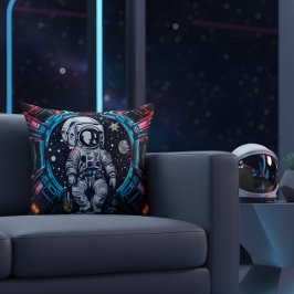 Almohada de astronauta cibernético de neón