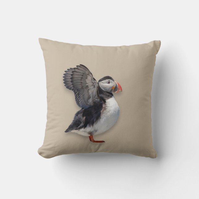 Almohada de Atlantic Puffin | Costa salvaje de Mai (Anverso)