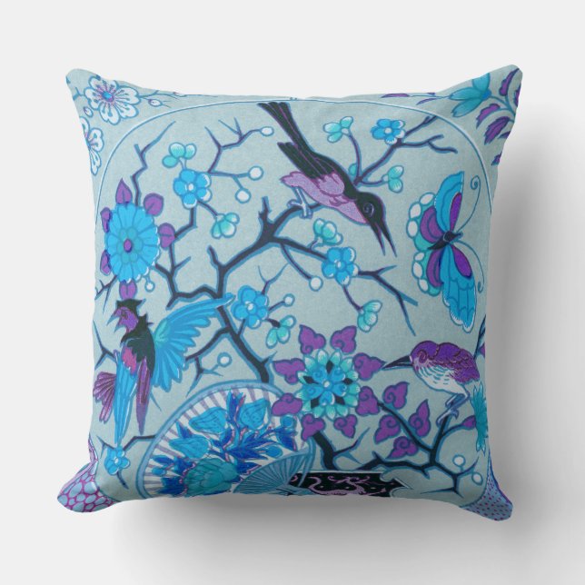 Almohada de aves azules y mariposas (Anverso)