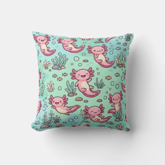 Almohada de axolote con patrón pastel