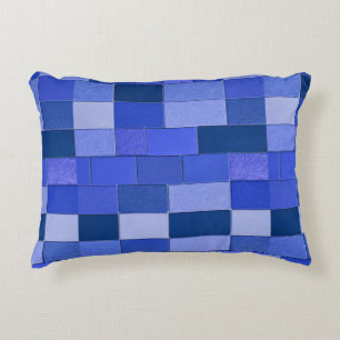 🔷 Almohada de Baldosa Mosaico Azul para Decoració