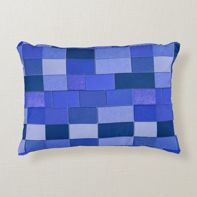 🔷 Almohada de Baldosa Mosaico Azul para Decoració (Anverso)