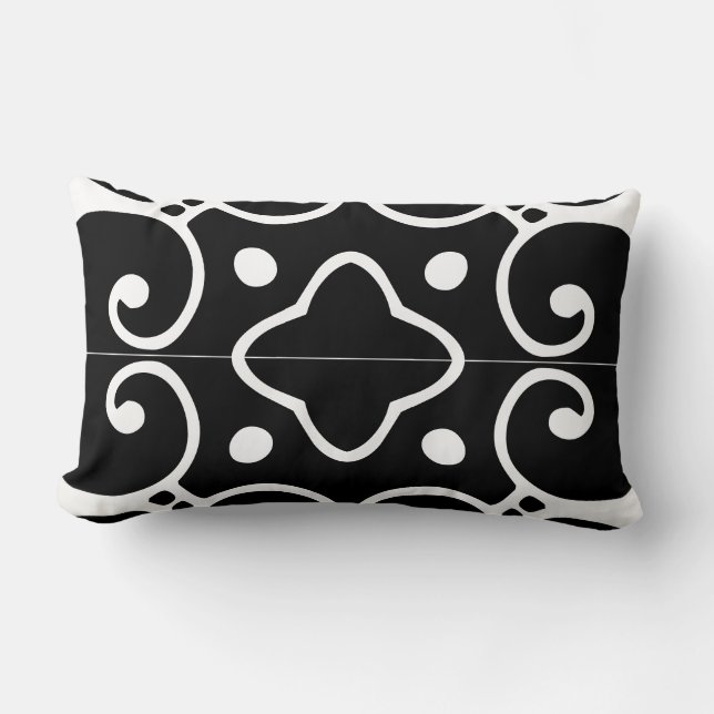almohada de baldosas españolas en blanco y negro (Anverso)