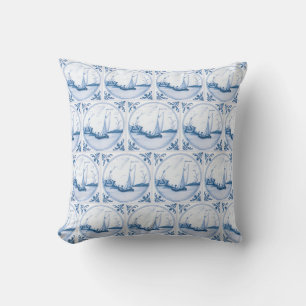 Almohada de baldosas falsas vintage de barco de ve